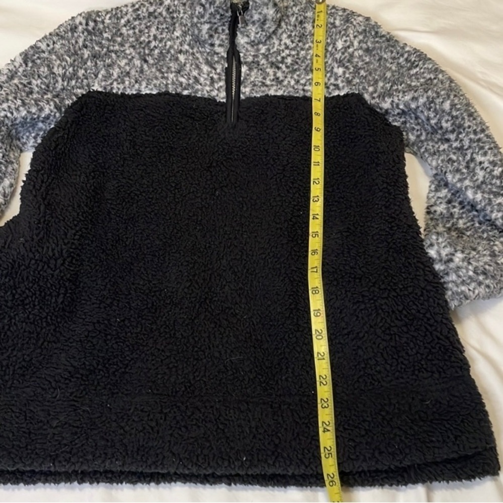 Sonoma Women's Teddy Jacket black white euc medium Sherpa soft warm quarter zip - Picture 7 of 8